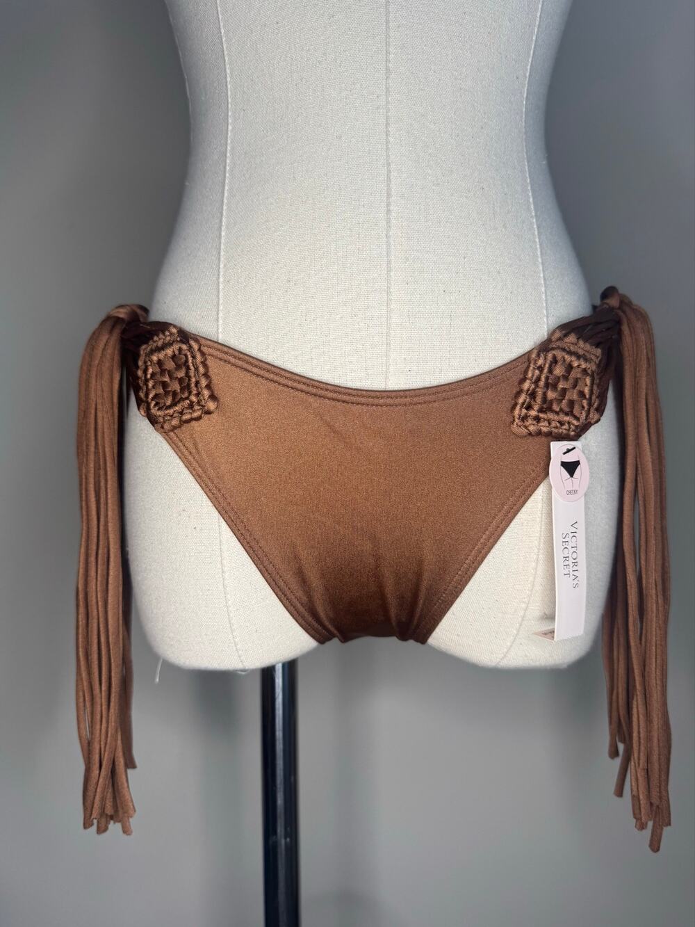 Victoria's Secret Archives Macrame Fringe Cheeky Bikini Bottom sz XS